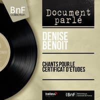 Chants pour le certificat d'études