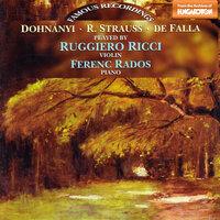 Dohnany/ Strauss, R.: Sonatas for Violin and Piano / De Falla: 7 Canciones Populares Españolas