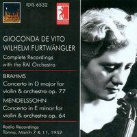 Brahms, J.: Violin Concerto, Op. 77 / Mendelssohn, Felix: Violin Concerto, Op. 64 (De Vito) (1952)