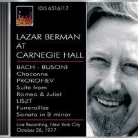Berman, Lazar: Lazar Berman at Carnegie Hall (26 October 1977)
